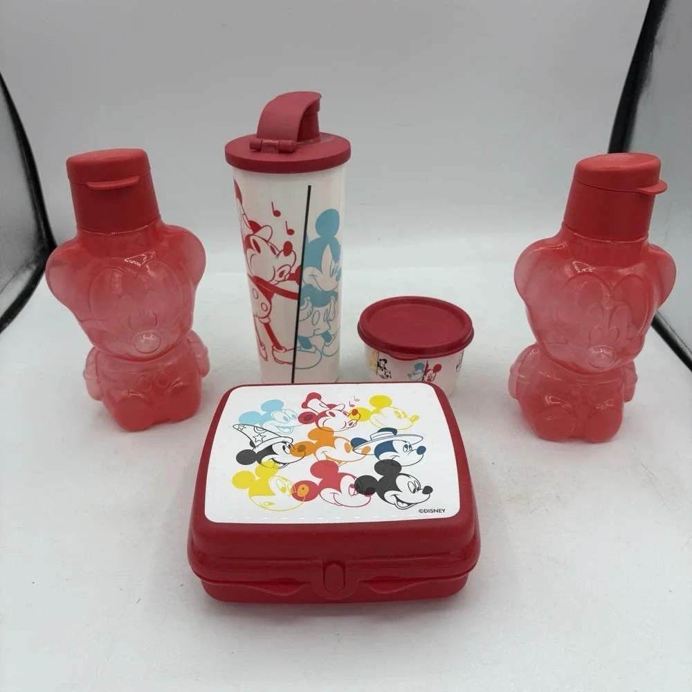 Tupperware Disney Mickey Ears Through The Years Lunch Set & 2 Mini Eco Water Bot